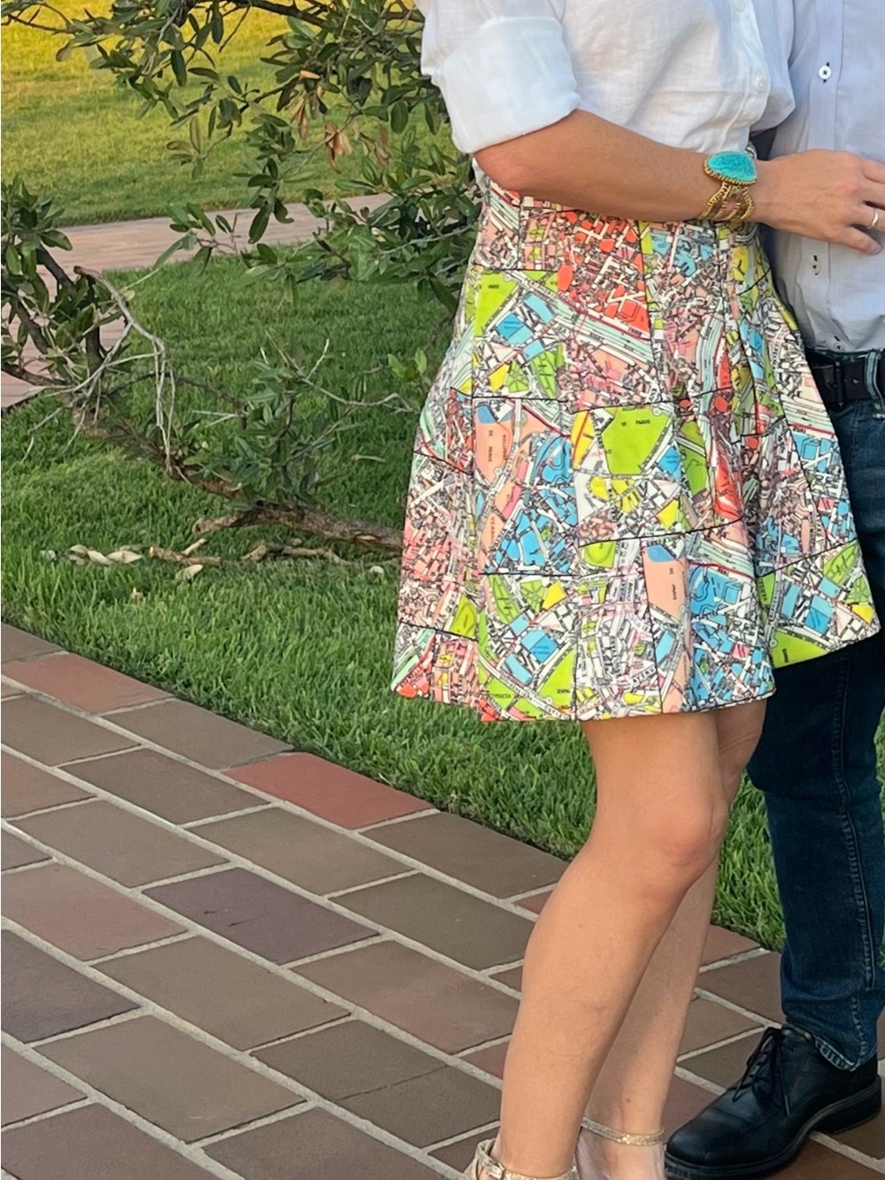 Anthropologie Maeve Paris Map-Print Skirt